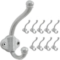 Dseap Cast Iron Wall Hooks L=5”, Heavy Duty Coat Hooks, Rustic Vintage Farmhouse Hook for Hanging Winter Coats Jackets Towels Hats Bags Plants, Silver, Pack of 10 (VintageBold) by Dseap