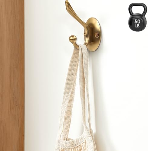 BOZWELL Champagne Bronze Towel Hook Heavy Duty Wall Hooks Hanger Coat Hook Robe Hook Bathroom Wall for Livingroom Bedroom Kitchen Closet 6 Pack YG03 - Image 5