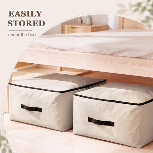 Lewtemi 110L 4 Pack Clothing Storage Bags with Cedar Sachets, Large Sweater Organizer, Breathable Fabric Containers for Clothes, Bedding & Blankets, Closet & Under Bed Storage (Beige,Creative) - Image 6