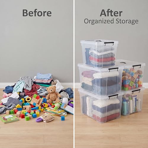 48 Quart 8 Pack Clear Storage Bins with Lids - Image 6