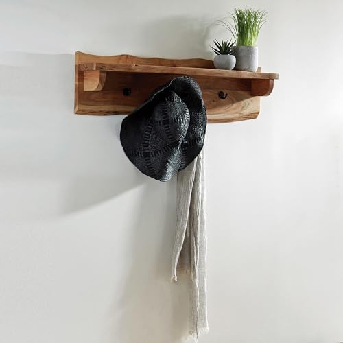 Alaterre Furniture Alpine Natural Live Edge Wood Coat Rack – 36" Solid Wood Wall-Mounted Coat Hook with Top Shelf & 4 Hooks – Modern Farmhouse Storage Organization for Entryway, Hallway, or Mudroom - Image 2