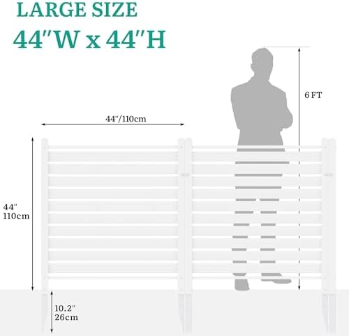 YITAHOME 44" W X 44" H Air Conditioner Fence Privacy Screen, Outdoor Trash Can Enclosure with Metal Stakes, Vinyl Pool Equipment Enclosure (4 Panels, White) - Image 6