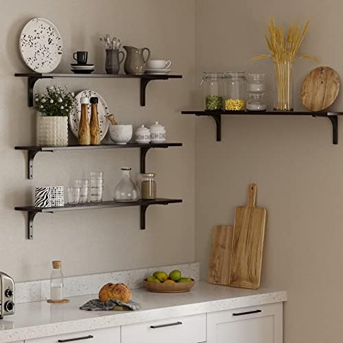 DINZI LVJ Long Wall Shelves, 39.4Inch Wooden Wall Mounted Shelves, Set of 2 - Image 6