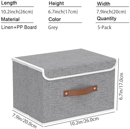 Yawinhe Collapsible Storage Boxes,Grey,10.2x7.9x6.7in,5-Pack - Image 5