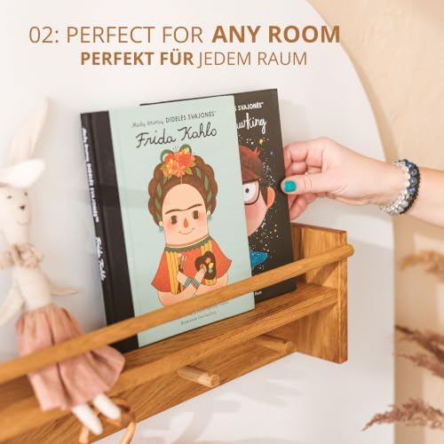 Solid Oak Wall Mounted Coat Rack – Wooden Wall Mounted Coat shelf with 4 Pegs for Entryway, Bathroom, Bedroom or Kids Room – Rustic Wall Hanging Entryway Organizer for Coats and Towels - Made in EU - Image 3