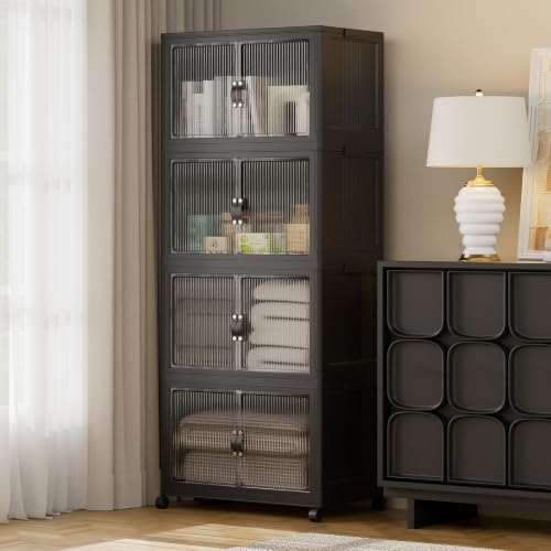 SAILUN Stackable Storage Bins with Lid, 420QT 4 Pack Black by SAILUN