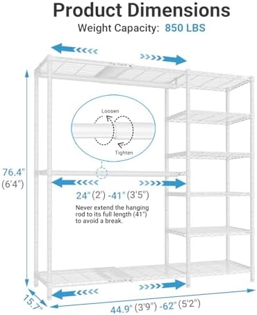 VIPEK X2 Plus Expandable Heavy Duty Clothes Rack, Closet System White - Image 5
