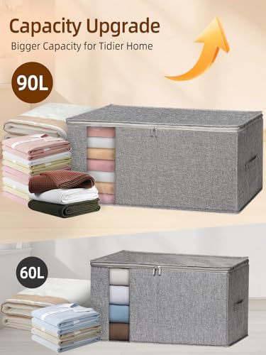 90L Rigid-Structured King Size Comforter Storage Bags, 4Pack, Gray - Image 4