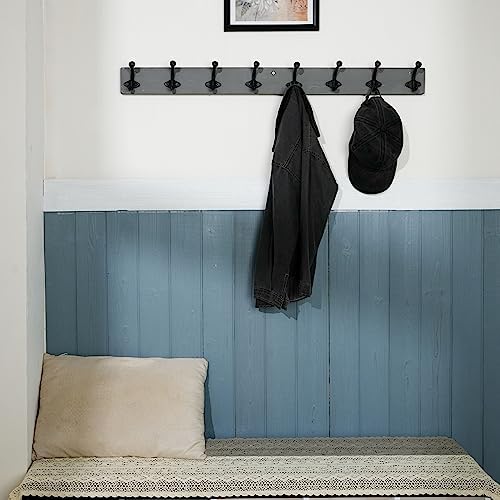WEBI Rustic Coat Rack Wall Mount,35.43" Long 8 Cast Iron Coat Hooks Wall Mounted,Heavy Duty Wall Coat Hanger Hooks for Hanging Coats,Clothes,Jacket,Gray - Image 4