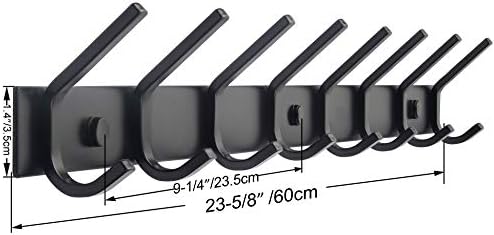 WEBI Coat Rack Wall Mounted,8 Coat Hooks for Hanging Coats,24" Heavy Duty Metal Double Hook Rack Rail Coat Hanger Wall Mount for Clothes Entryway Jacket,Black - Image 2