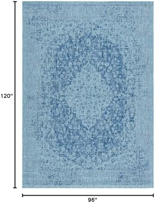 SAFAVIEH Washable Rug Outdoor Courtyard Collection - 8' x 10', Navy & Aqua Blue, Non-Shedding & Easy Cleaning, Ideal for Patio, Backyard, Mudroom, DIning Space (CY8720-39421) - Image 2