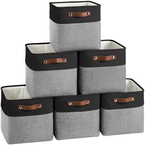FinishingBo 11 inch Cube Storage Bin 6 Pack, Cube Organizer Bins by SimplifySpaceSimplifyLife