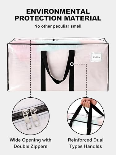 HOMESURE Supports 200lbs Heavy Duty Moving Bags - Strong Zipper & Wrap-Around Handles - Water-Resistant Storage Totes, Durable Alternative to Moving Boxes - 12 Pack - Semi-Transparent - Image 7