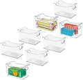 mDesign Deep Plastic Office Storage Bins with Handles for Organization in Filing Cabinet, Closet, or Desk Drawers, Organizer for Notes, Pens, Pencils, and Staples - Ligne Collection - 8 Pack - Clear by mDesign