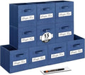 13x13x13 storage cube bins (Set of 10) Fabric storage cubes with 10 Labels Window Cards & a Pen, storage cubes 13x13, Collapsible 13 inch cube storage bins, Cubby Organizer Boxes, Navy Blue by Artsdi