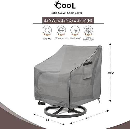 Okcool Patio Chair Covers,Heavy Duty 600D Outdoor Furniture Covers Fits up to 33"W x 35"D x 38.5"H inches -2 Pack,Grey - Image 2