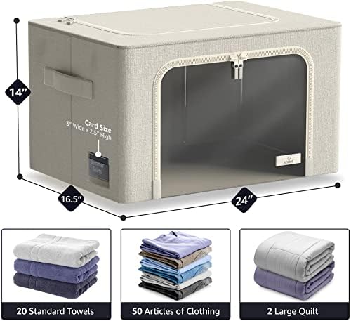 Sorbus Jumbo Clothing Storage Bins with Clear Window (4 Pack, Beige) - Image 4