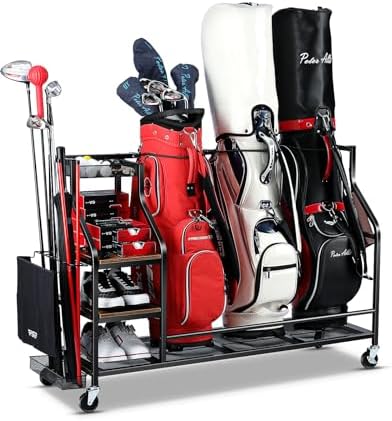 FHXZH Golf Bags Storage Garage Organizer - Golf Bag Stand with Wheels by FHXZH