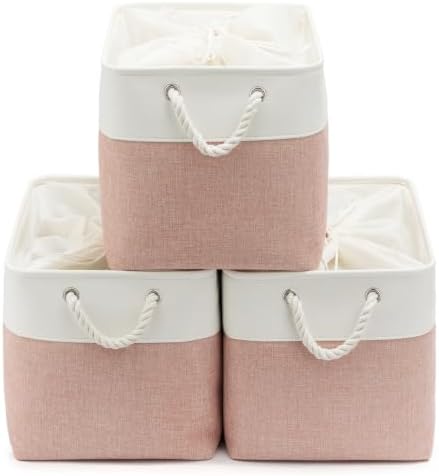 16x12x12 In Foldable Fabric Large Storage Bins with Handle 3 Pack by VQRTEXAStorageBasket