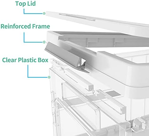 Apsan Collapsible Storage Bins with Lids for organizing, Stackable Clear Latch Storage Box with Handle, Folding Plastic Containers,White - Image 5