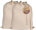 LFH Home Large Premium Cotton Rich Canvas Laundry Bag with Drawstring and Handles Heavy Duty, Multi-Use, and Washable for Home, Travel, College or Storage 20x30 (Pack of 2)-Natural by LFHHomePrivateLimited