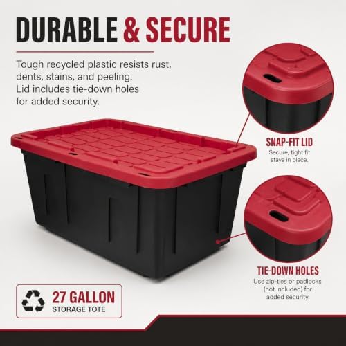 Storage Bins 27 Gal Stackable with Lids 4 Pack for Garage Basement - Image 4