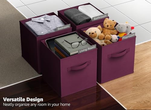 Sorbus Fabric Storage Cubes, 6-Pack Foldable Bins (13 Inch, Purple) - Image 4