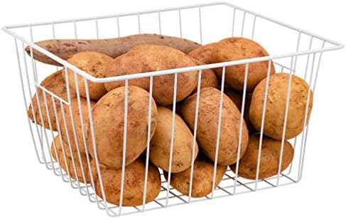 Freezer Basket Organizer, Refrigerator Metal Wire Storage Divider, Household Container Bins with Handles for Kitchen, Pantry, Cabinet, Closets - Pearl White (6, 11in x 10in x 5.5in) - Image 4