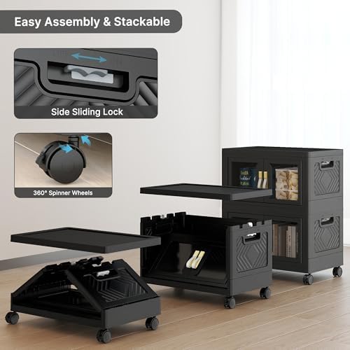 168QT Stackable Storage Bins with Lids, 42Gal Foldable Storage Cabinets - Image 4