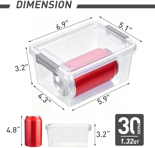 Citylife 30Packs 1.3Qt Small Storage Bins with Lids,Stackable Clear - Image 2