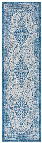 SAFAVIEH Washable Rug Outdoor Courtyard Collection - 2'3" x 8' Runner, Blue & Grey, Non-Shedding & Easy Cleaning, Ideal for Patio, Entryway, Mudroom, Hallway, Kitchen (CY8720-36812) - Image 3