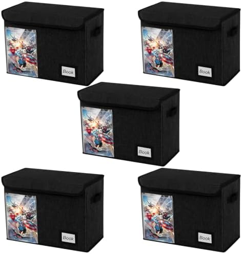 Display Comic Book Storage Box 15.8" X 7.8" X 11.8", Collapsible Holds 160-180 Comic Book Bags Organizer Heavy Duty Bin Container Holder Shelf for Comic Book Sleeves and Boards, 5 Pack by YNSZAS