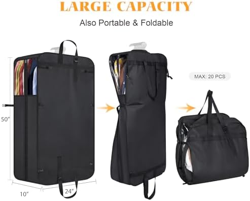 Univivi Garment Bag for Moving, Heavy Duty Suit Bag, 50 Inch, Set of 2 - Image 2
