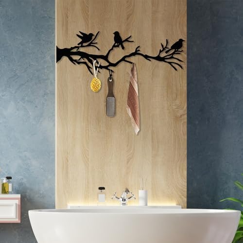 Decorative Bird Tree Branch Wall Mounted Coat Rack, Metal Art Hanger for Coats, Hats, and Scarves, Unique Wall Decor Hooks for Entryway or Bedroom, Durable and Modern Design (47 x 16 inches) - Image 6