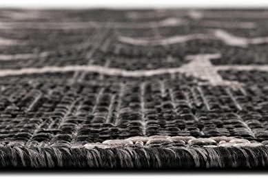 Unique Loom Outdoor Coastal Collection Area Rug - Ahoy (13' Round, Charcoal/ Ivory) - Image 4