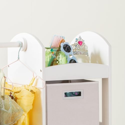 Guidecraft See and Store Dress-up Center – White: Pretend Play Costume Storage Wardrobe for Kids with Mirror & Shelves, Armoire with Bottom Tray, Toddlers Room Furniture - Image 4