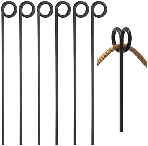 MorningRo 6 Pcs 38'' Single Rope Stakes Black Steel Poles/Stakes with Loop Fence Poles for Creating a Rope Border Around Flower Beds, Trees, Gardens, Walkways by MorningRo
