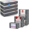 6 Pack 90L Large Storage Bags And 4 Pack 90L Under Bed Storage Containers, Clothes Storage Bins with Reinforced Handle for Clothing, Blanket, Comforters, Bed Sheets, Pillows and Toys (Gray) by BuddingJoy-BuildaJoyfulLifeforYou