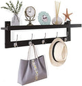 SMIBUY Coat Hooks with Shelf Wall-Mounted, 29.2 Inch Entryway Coat Rack for Wall, Bamboo Hanging Shelf with 5 Double Metal Hooks for Bathroom, Bedroom, Kitchen, Living Room, Mudroom (Black+Silver) by SMIBUY