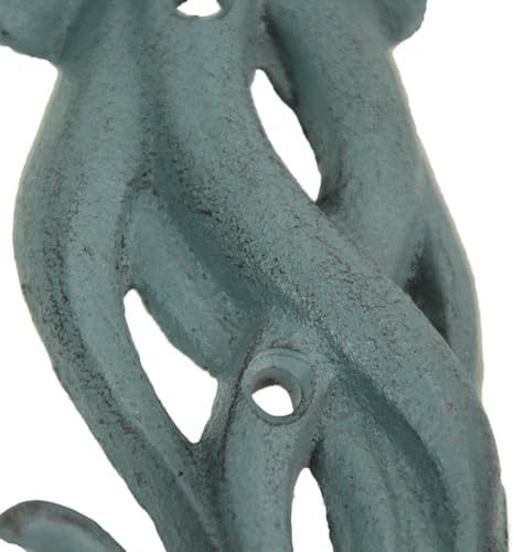 Zeckos Set of 3 Jellyfish Wall Hooks, 5 Inch Blue Gray White Cast Iron - Image 3