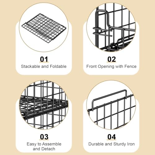 6-Tier Stackable Closet Organizers and Storage Basket - Foldable Closet Shelf Organizer System, Sturdy Metal Space-Saving Clothes Storage Bins for Wardrobe, Black - Image 4
