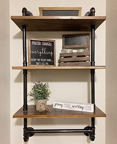 DR.IRON Industrial Pipe Shelving Rustic Bathroom Shelves with Towel Bar, 24" Pipe Shelf Wall Mounted, Farmhouse Bathroom Shelf Storage (3 tier-24) - Image 3
