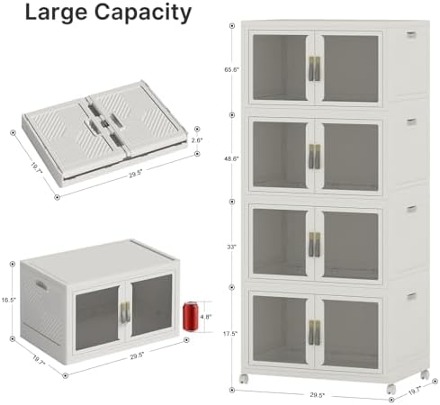 1088QT Stackable Storage Bins with Lids, 272Gal Foldable Storage Cabinets - Image 2