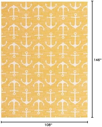 Unique Loom Outdoor Coastal Collection Area Rug - Ahoy (9' x 12' 2" Rectangle, Yellow) - Image 2