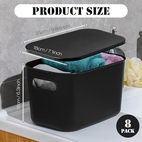 Hoolerry 8 Pieces Storage Bins, 9.8 x 7.1 x 6.3 Inch, Black - Image 2