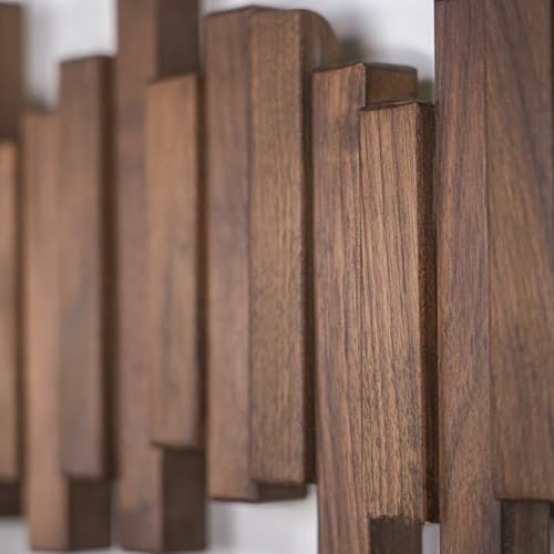 Wooden Coat Hooks Wood Wall Mounted Piano Coat Rack Flip Down Hook Rack Coat Rack Wall MountMulti Functional Space Saving Wall Organizer(Walnut,22.8cm/9") - Image 5