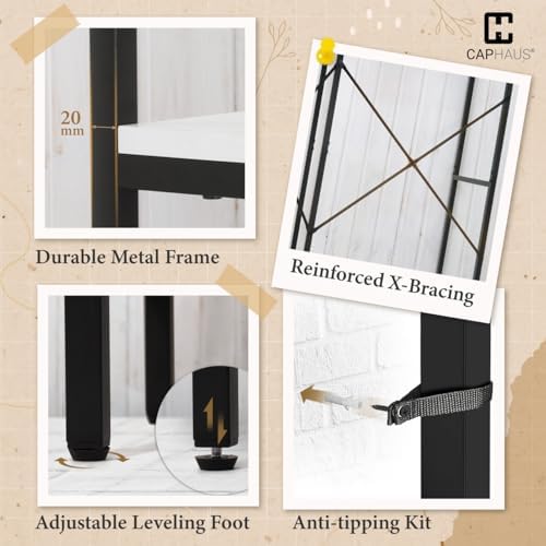 CAPHAUS 550 lbs Capacity Heavy Duty Clothing Rack, 40" W Metal Garment Rack with Drawers Hanging Rods and Wood Shelves Freestanding Closet Organizer, White Board - Image 6