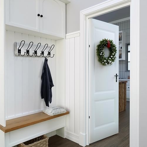SKOLOO Sturdy Coat Rack Wall Mount with 5 Triple Hangers - Ideal for Heavy Bags, Jackets, and Coats - No Assembly Required - Durable Iron Design - Perfect for Porche, Mudroom, and Entrance, Pack of 2 - Image 3