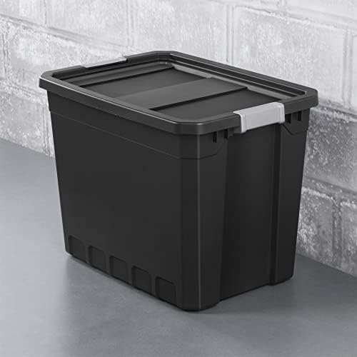 Sterilite 4-Pack Plastic Storage Bins with Lids, Stackable Containers, 27 Gallon, Black - Image 4