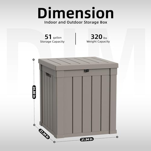 Vixzen 51 Gallon Deck Boxes Outdoor Waterproof, Lockable Resin Storage Box with lid for Furniture Cushions, Weatherproof Containers Outside Storage Boxes for Garden Patio Pool Tools(Grey, 51 Gallon) - Image 5